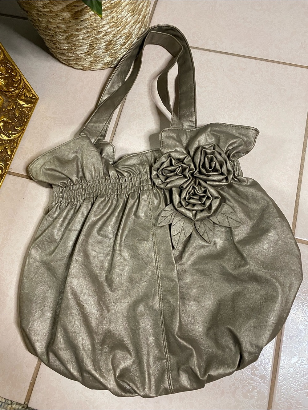 Women’s Y2K Silver Floral Tote Bag
